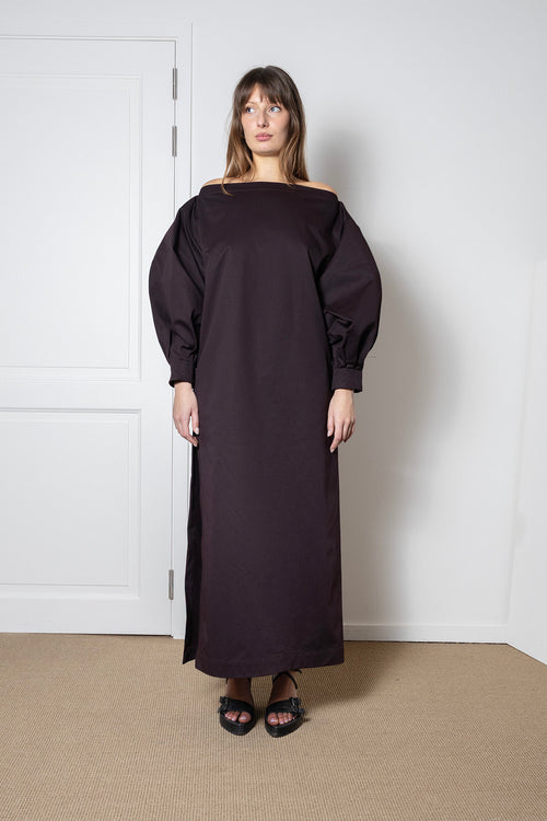 ARCHETYPE Indulging Dress in Plum Cotton Twill