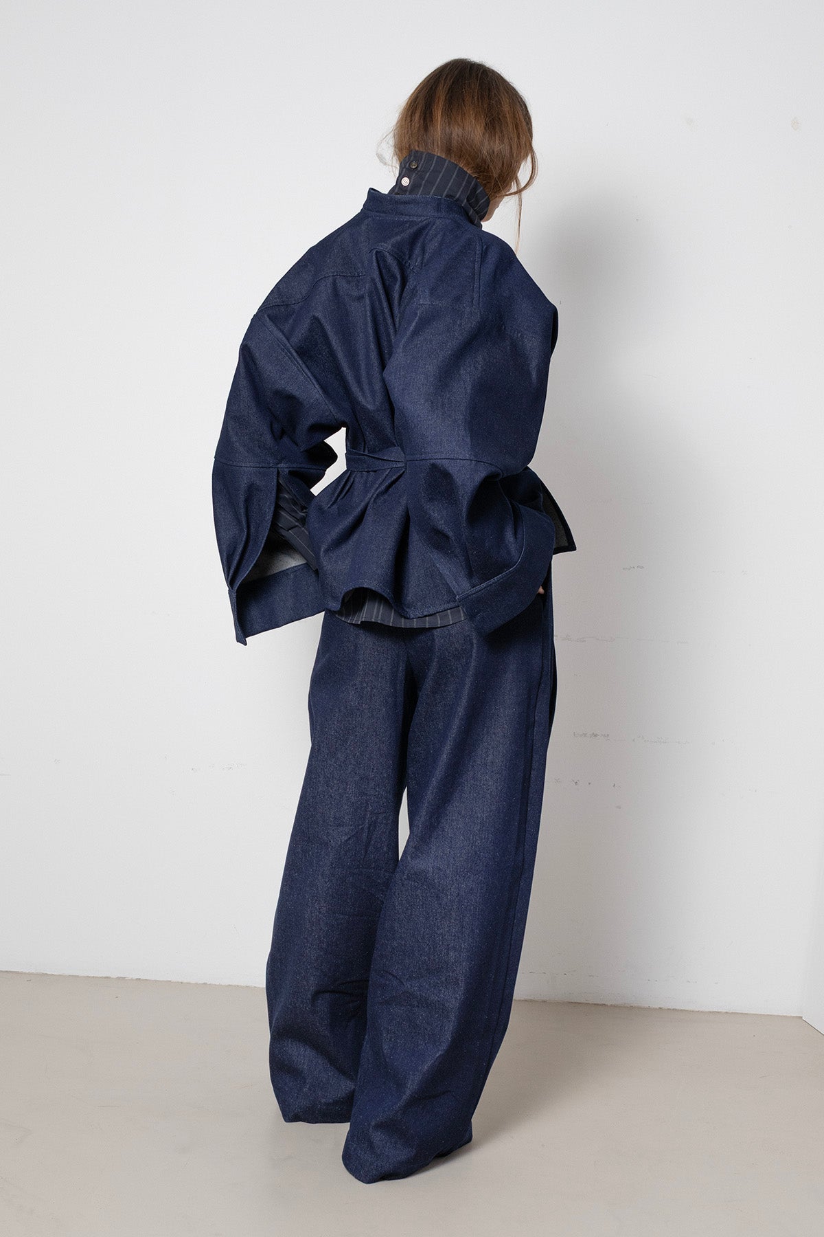 Enveloping Top in Blue Denim