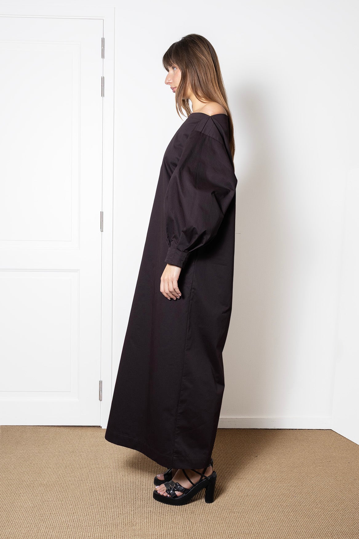 Indulging Dress in Plum Cotton Twill