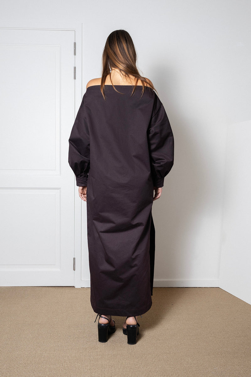 ARCHETYPE Indulging Dress in Plum Cotton Twill