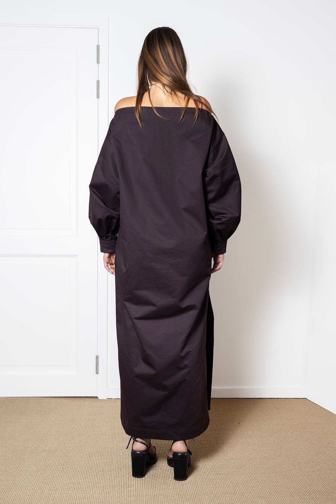 Indulging Dress in Plum Cotton Twill