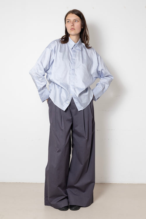 ARCHETYPE Billowing shirt in Blue Satin Cotton