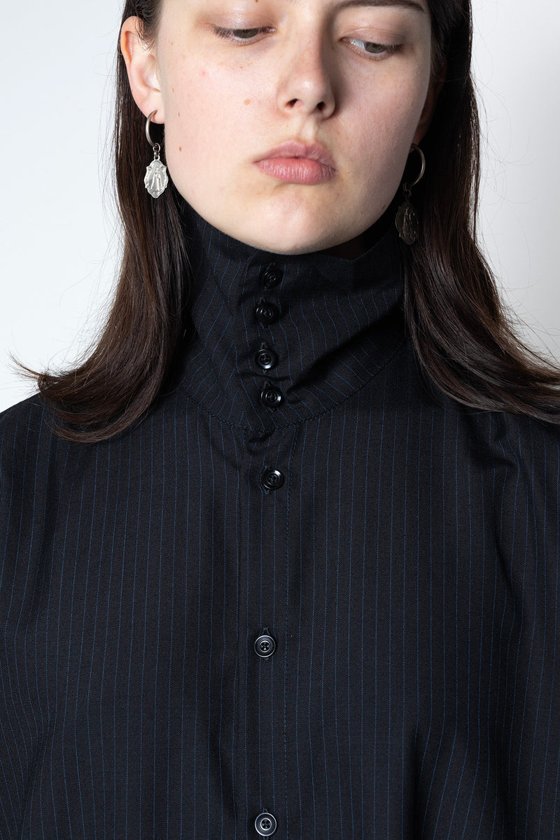 ARCHETYPE Waving Dress in Black Pinstripe Wool