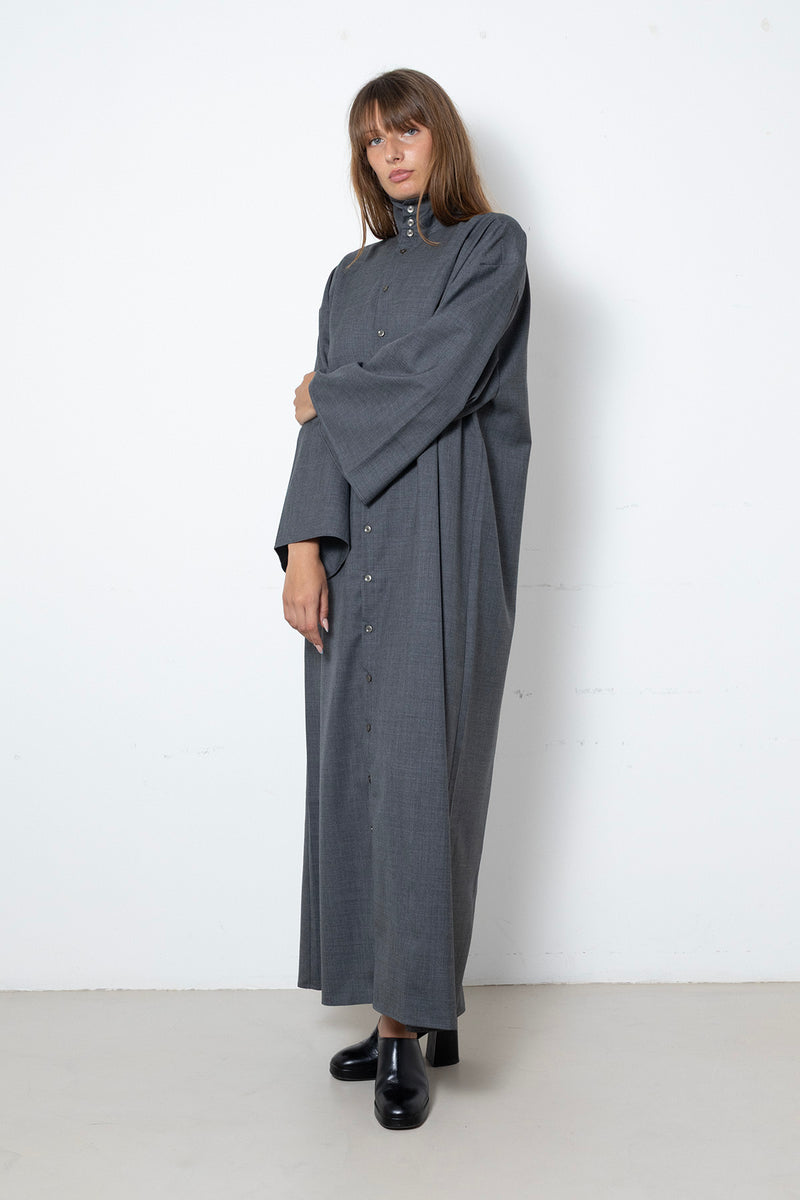ARCHETYPE Waving Dress in Grey Fine Wool