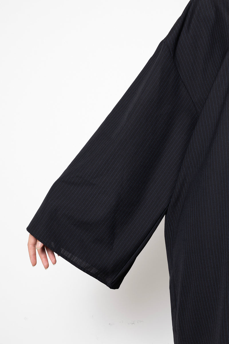 ARCHETYPE Waving Dress in Black Pinstripe Wool