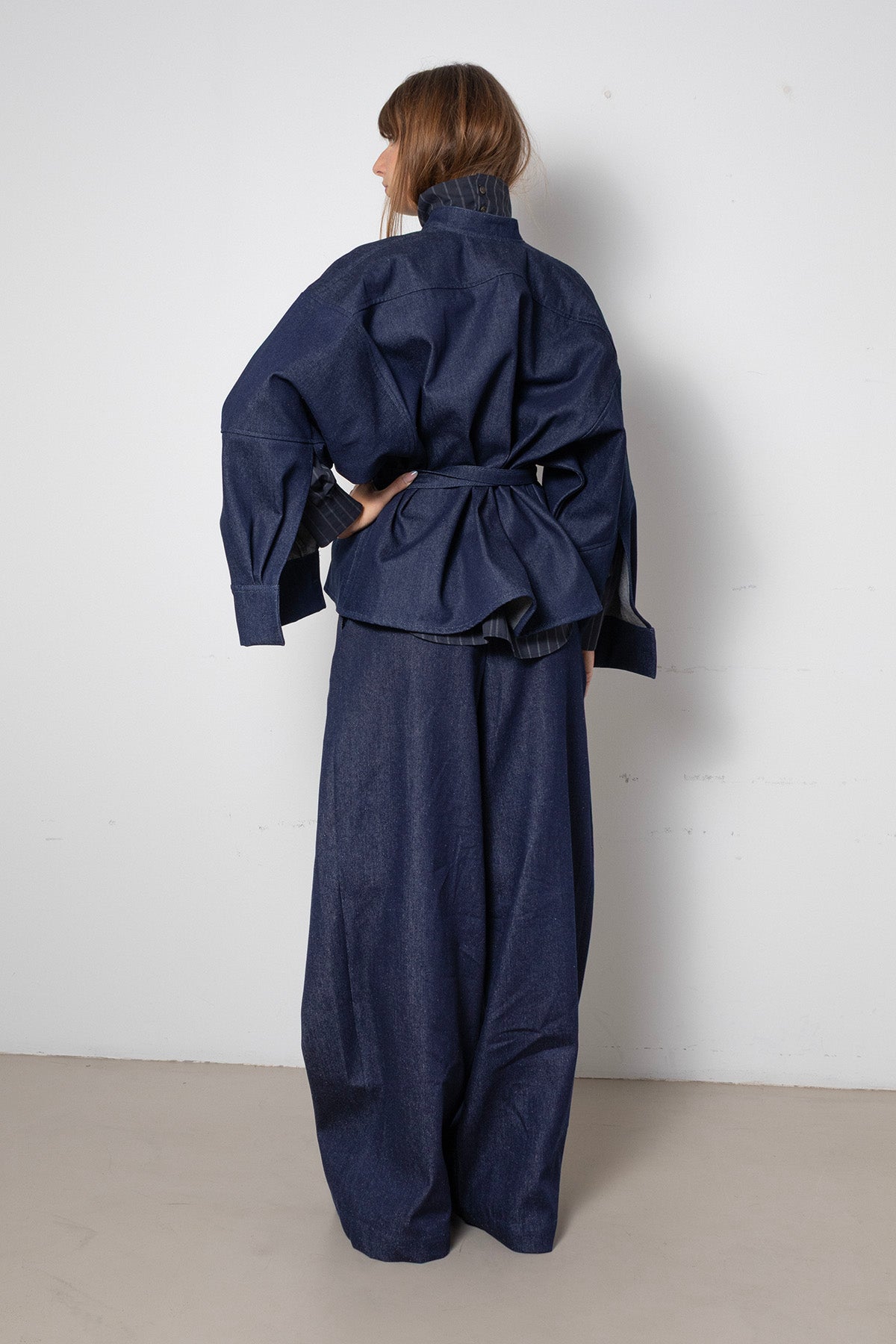 Enveloping Top in Blue Denim