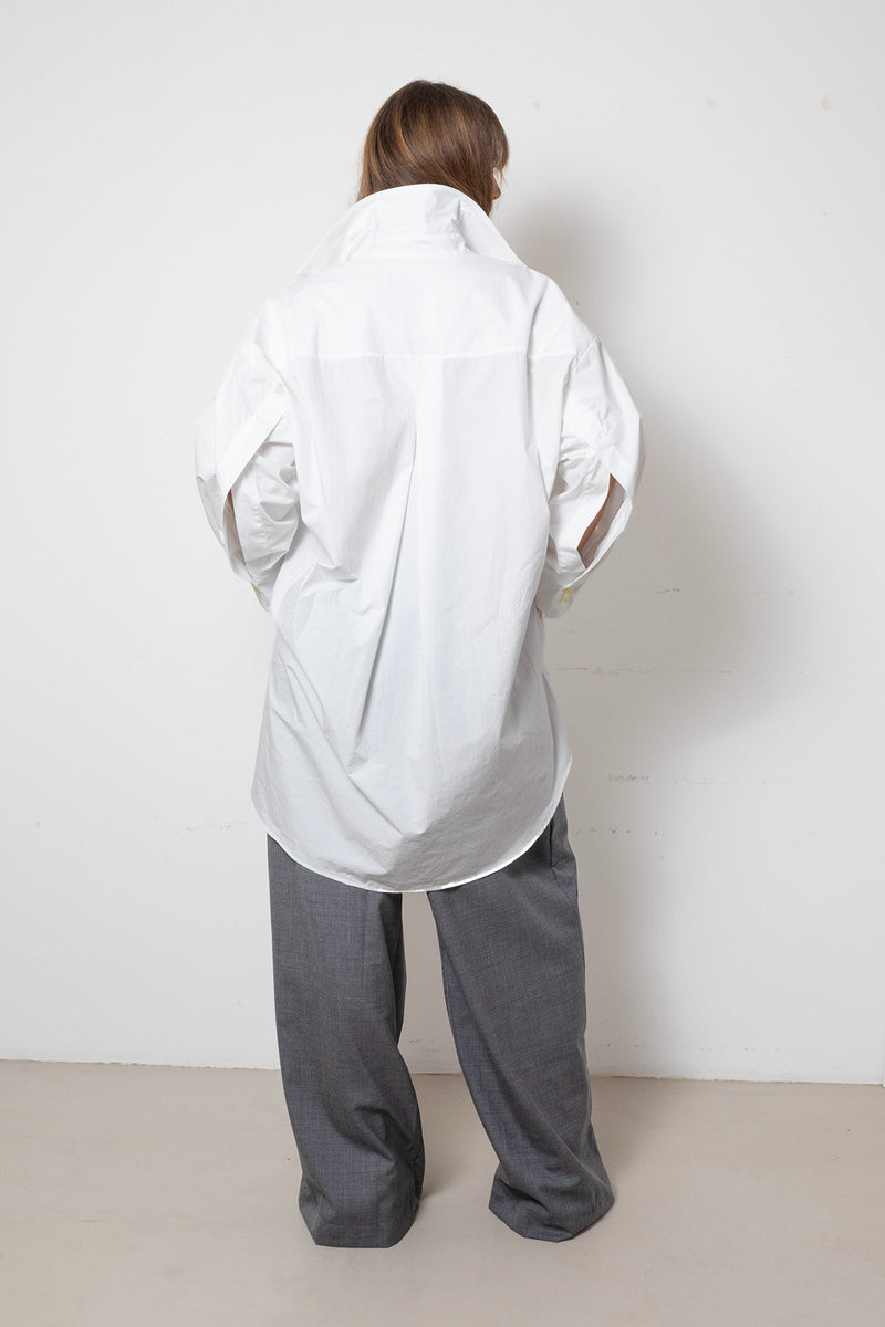 ARCHETYPE Shirt Dress in White Cotton Poplin (mid-length)