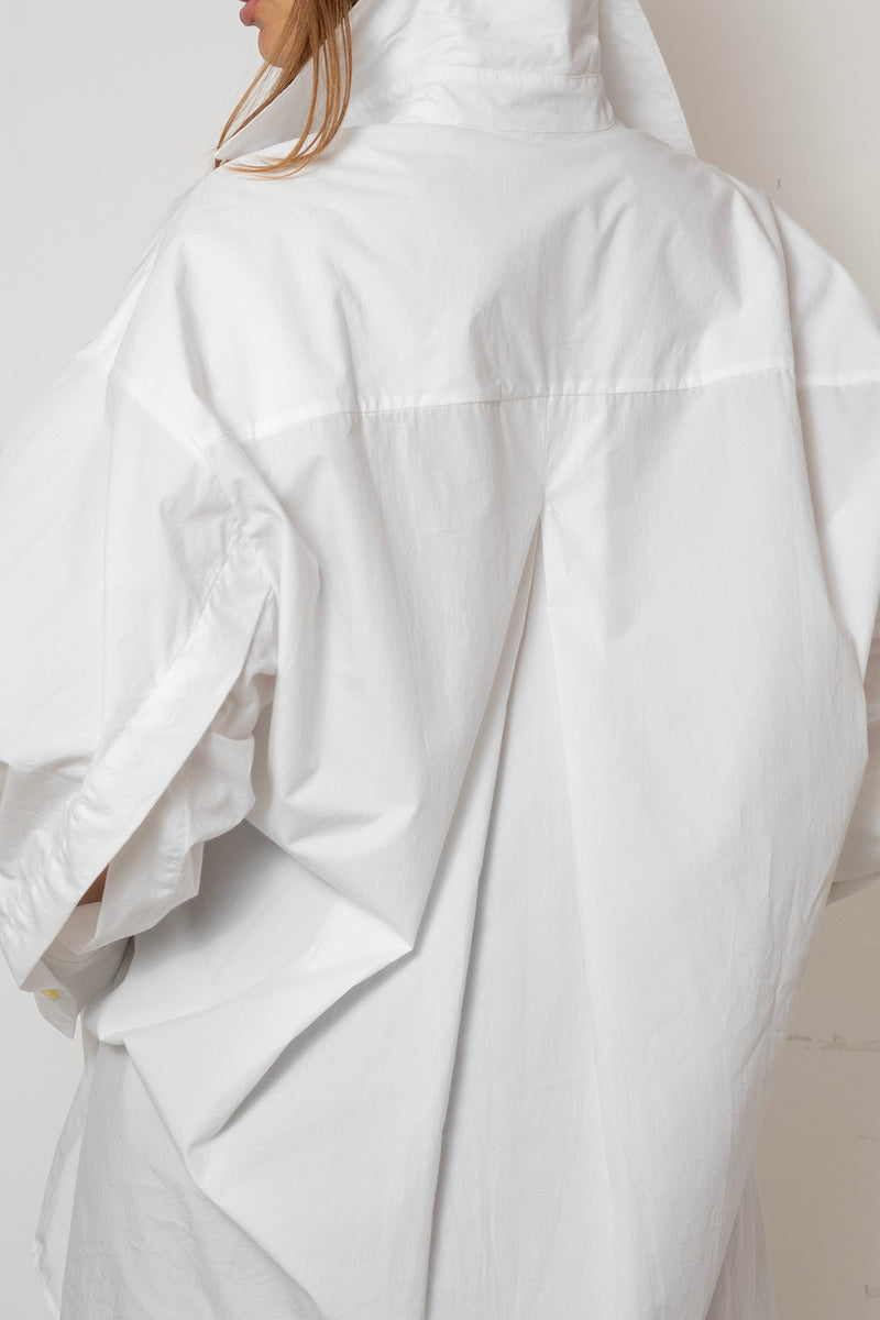 ARCHETYPE Shirt Dress in White Cotton Poplin (mid-length)