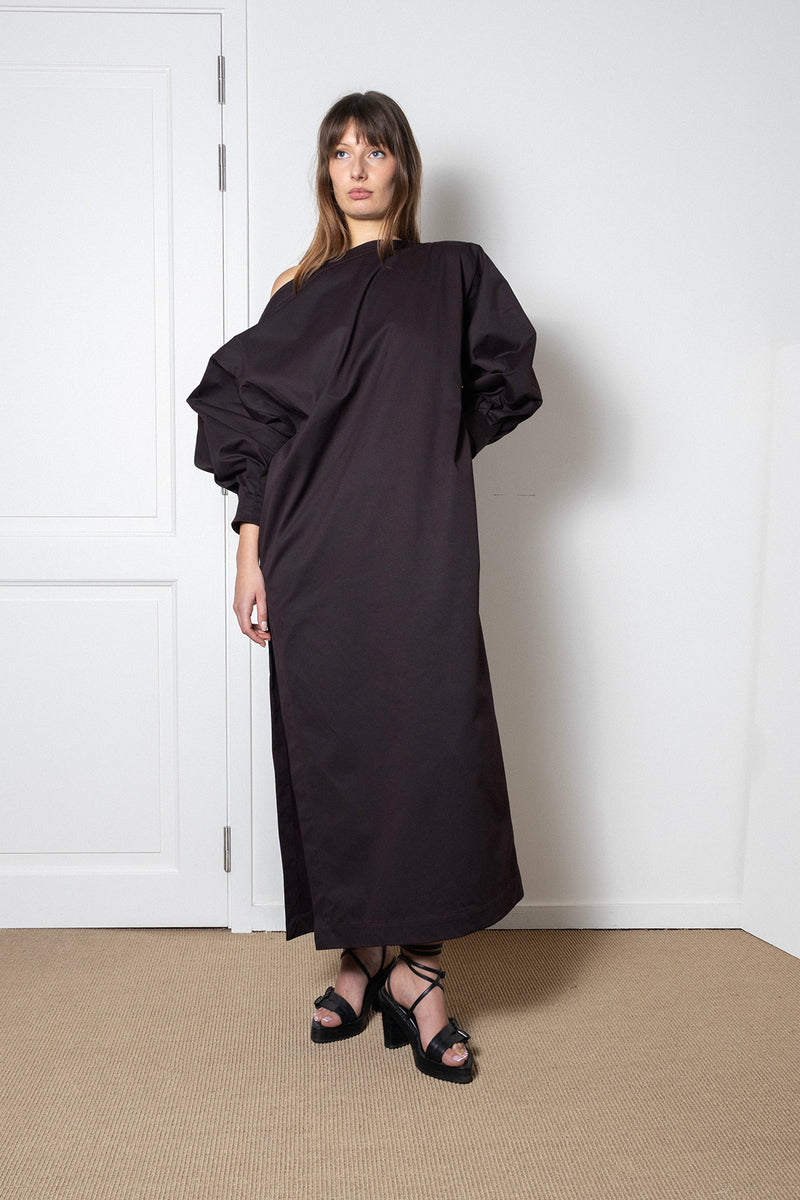 ARCHETYPE Indulging Dress in Plum Cotton Twill