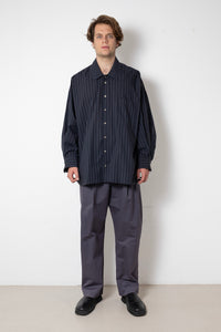 ARCHETYPE Revealing Shirt in Anthracite Pinstriped Cotton Poplin