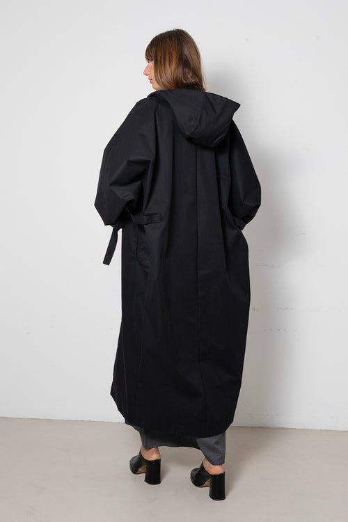 Archetype Parka Coat in Black Waterproof Cotton