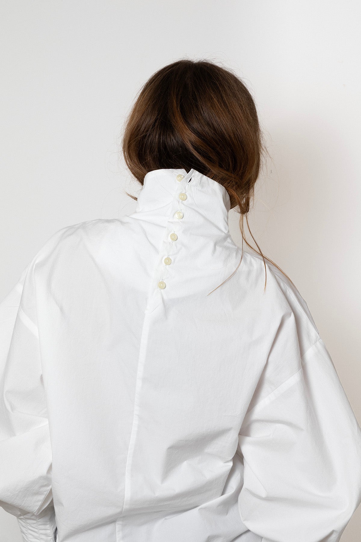 Indulging Top in White Cotton Poplin (with collar)