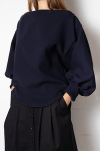 Archetype Indulging Top in Navy Wool Crepe