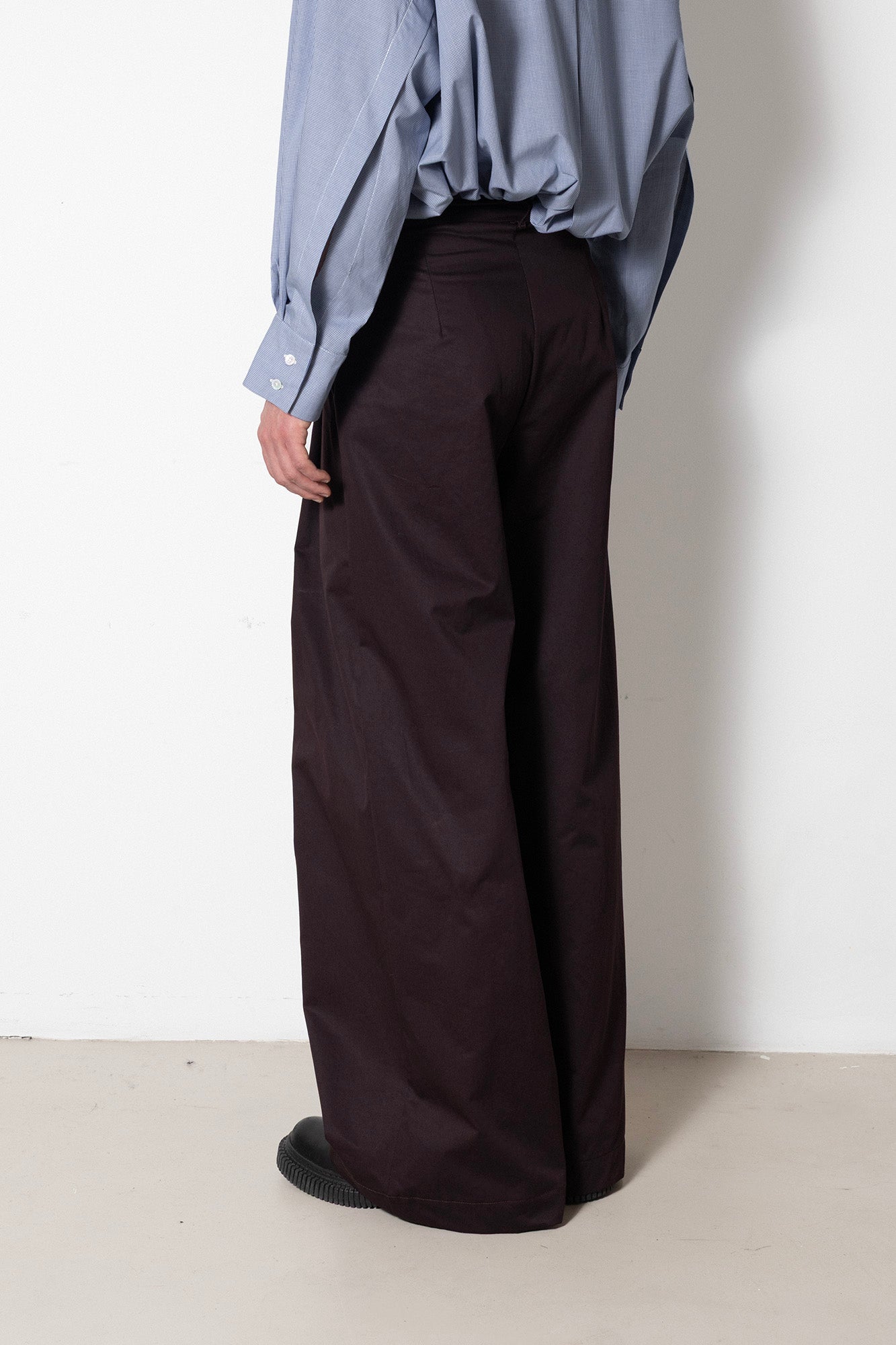 Billowing Trousers in Plum Cotton Twill