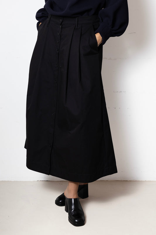 Billowing Skirt in Black Heavy Cotton Twill