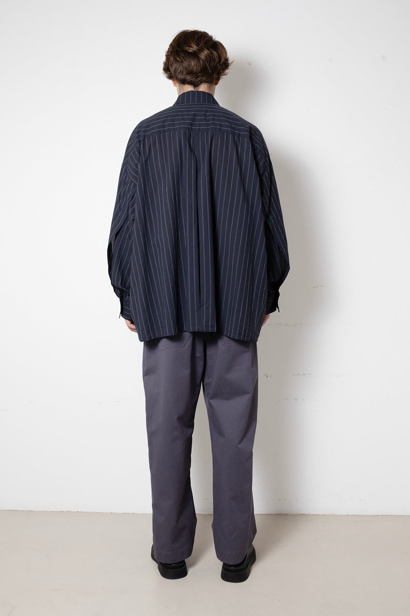 ARCHETYPE Revealing Shirt in Anthracite Pinstriped Cotton Poplin