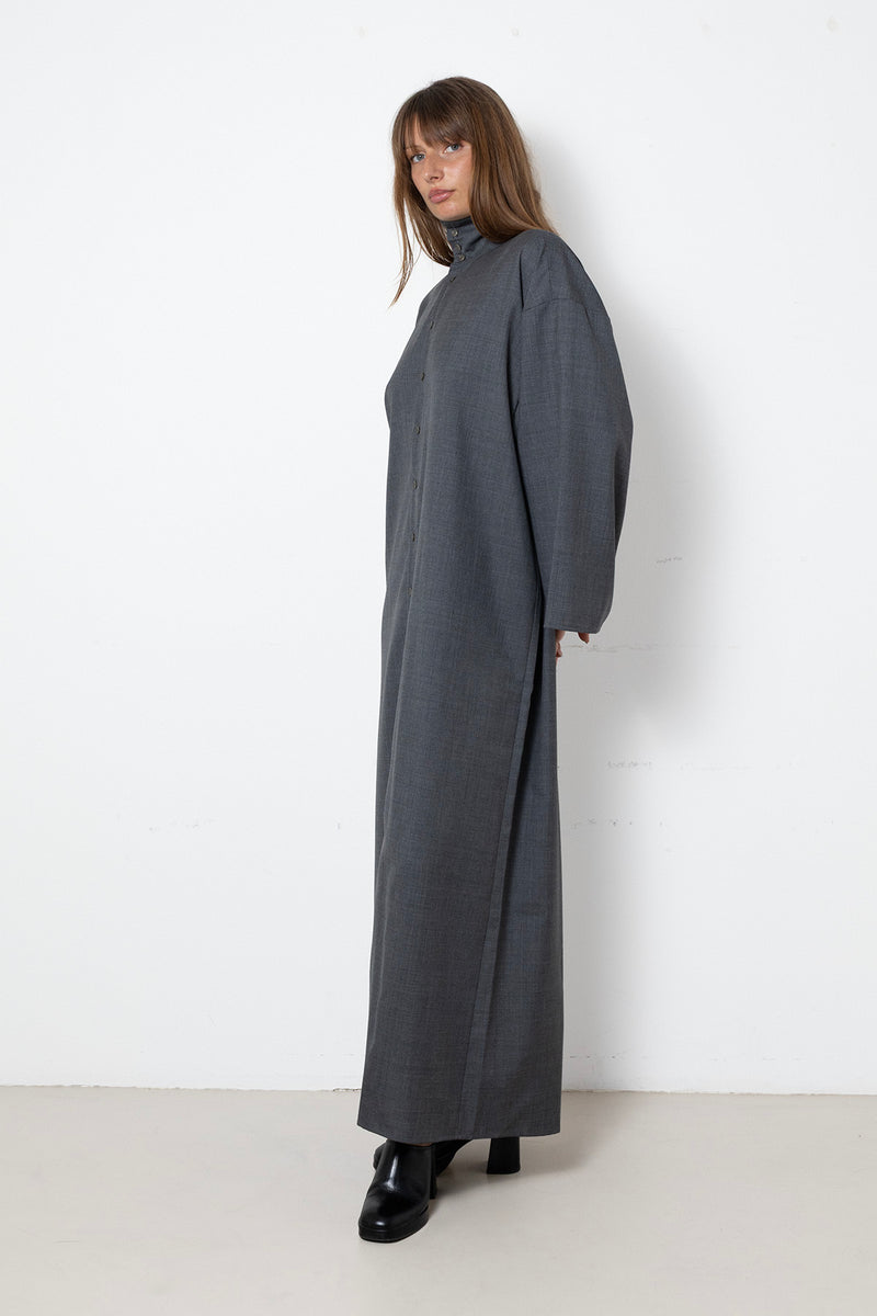 ARCHETYPE Waving Dress in Grey Fine Wool