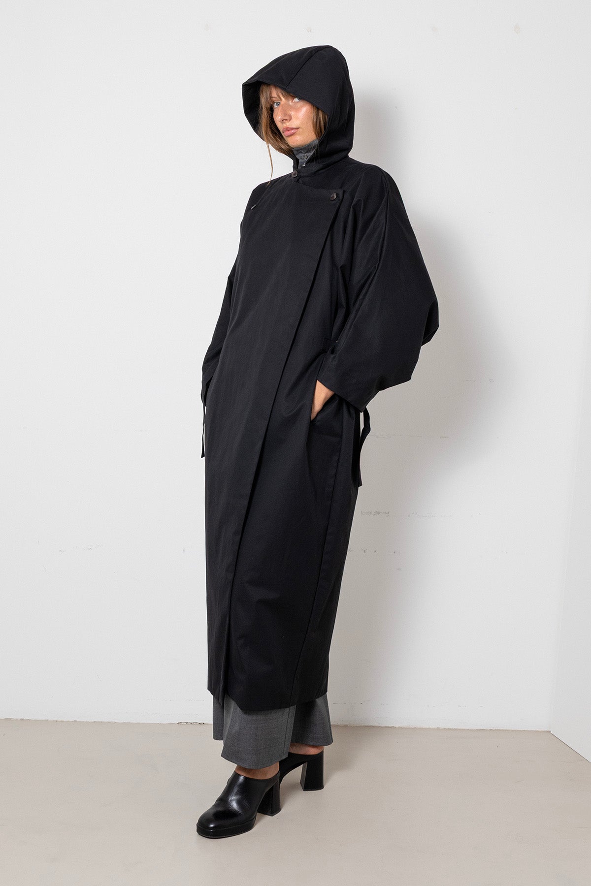 Archetype Parka Coat in Black Waterproof Cotton