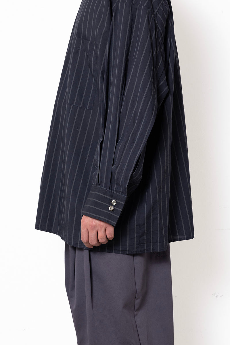 ARCHETYPE Revealing Shirt in Anthracite Pinstriped Cotton Poplin