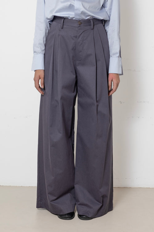ARCHETYPE Billowing Trousers in Pigeon Grey Cotton