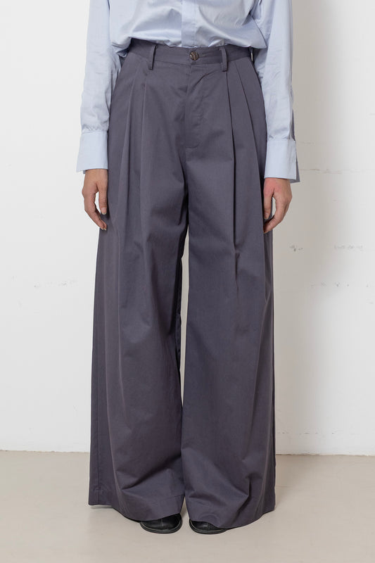 Billowing Trousers in Pigeon Grey Cotton