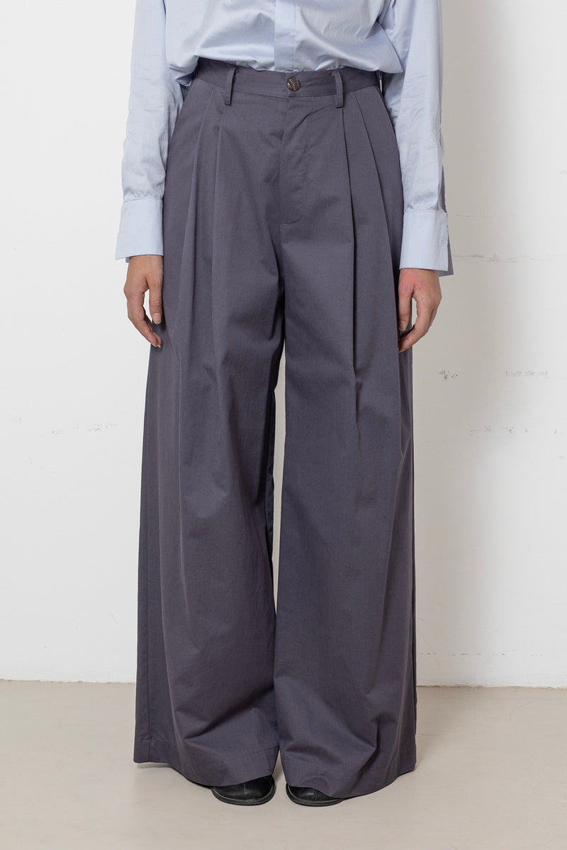 ARCHETYPE Billowing Trousers in Pigeon Cotton Twill