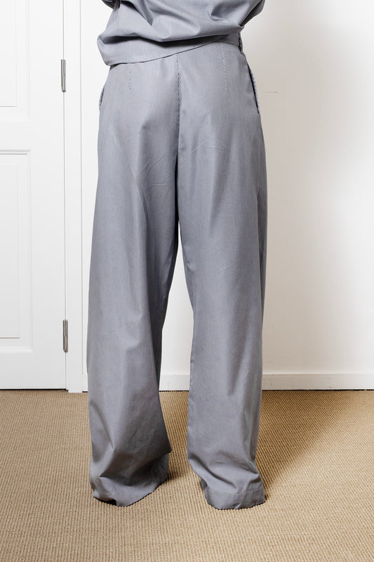 Billowing Trousers in Black Houndstooth Cotton