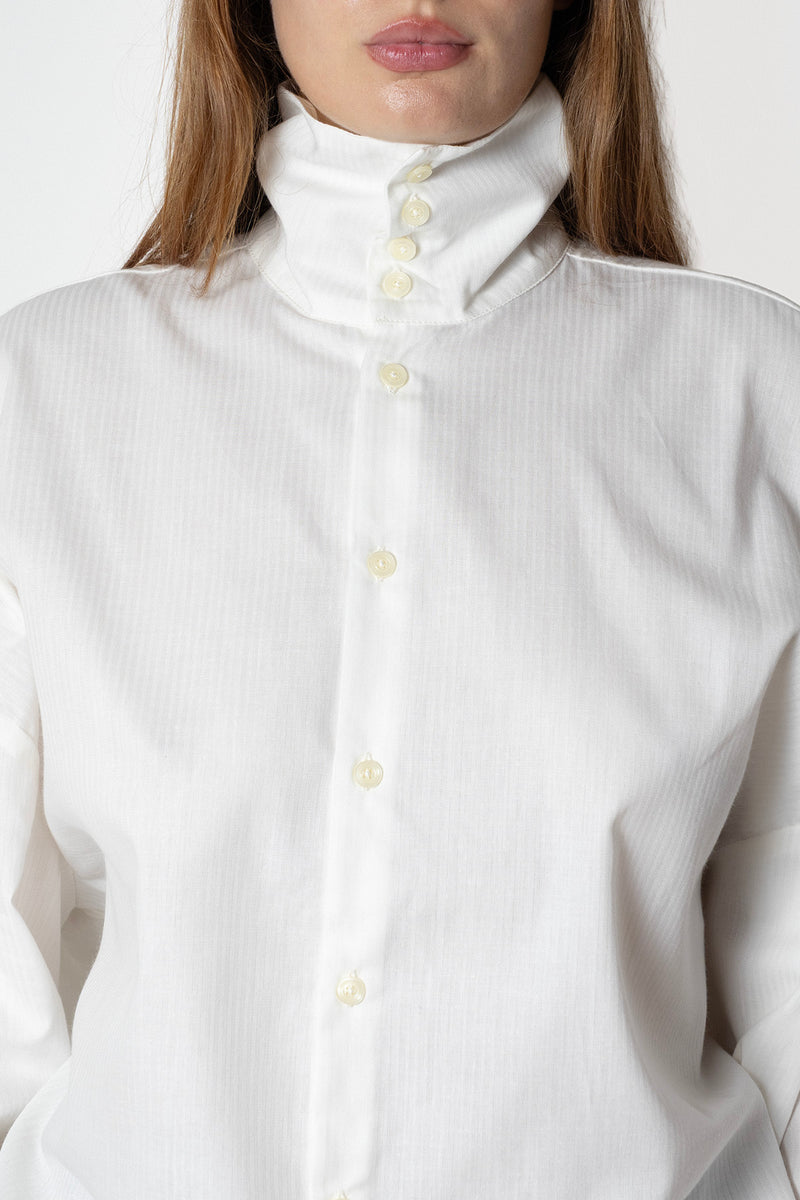 ARCHETYPE Waving Shirt in Offwhite Herringbone Cotton