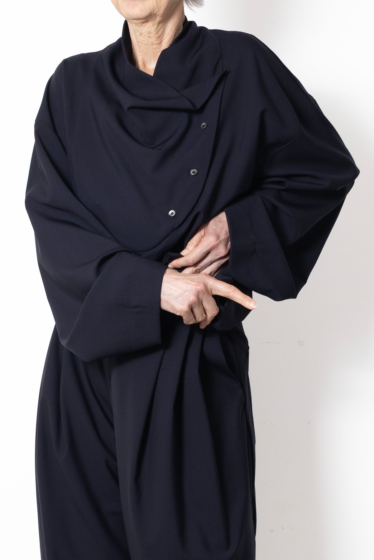 Tuxedo Shirt in Navy Cool Wool
