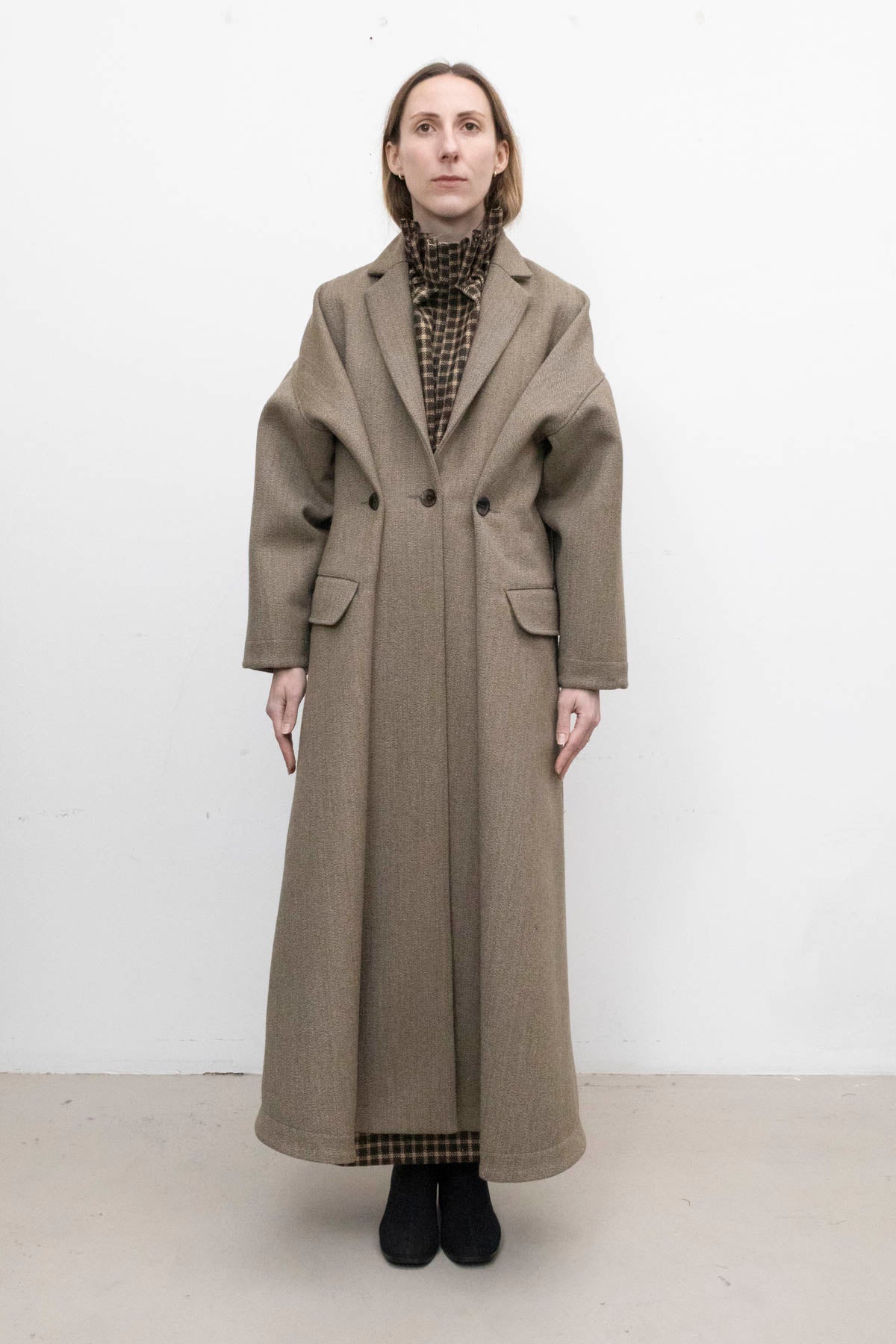 Folded Coat in Brig Sage Heavy Wool