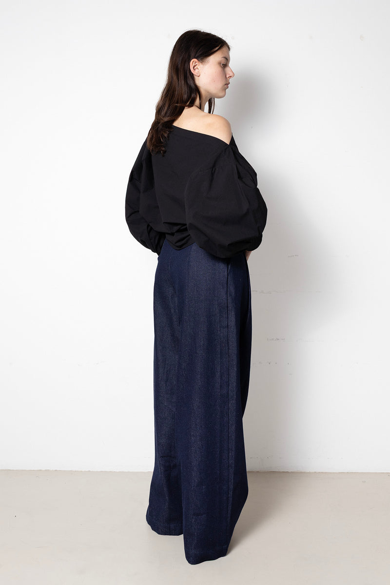 ARCHETYPE Indulging Top in Black Cotton Poplin