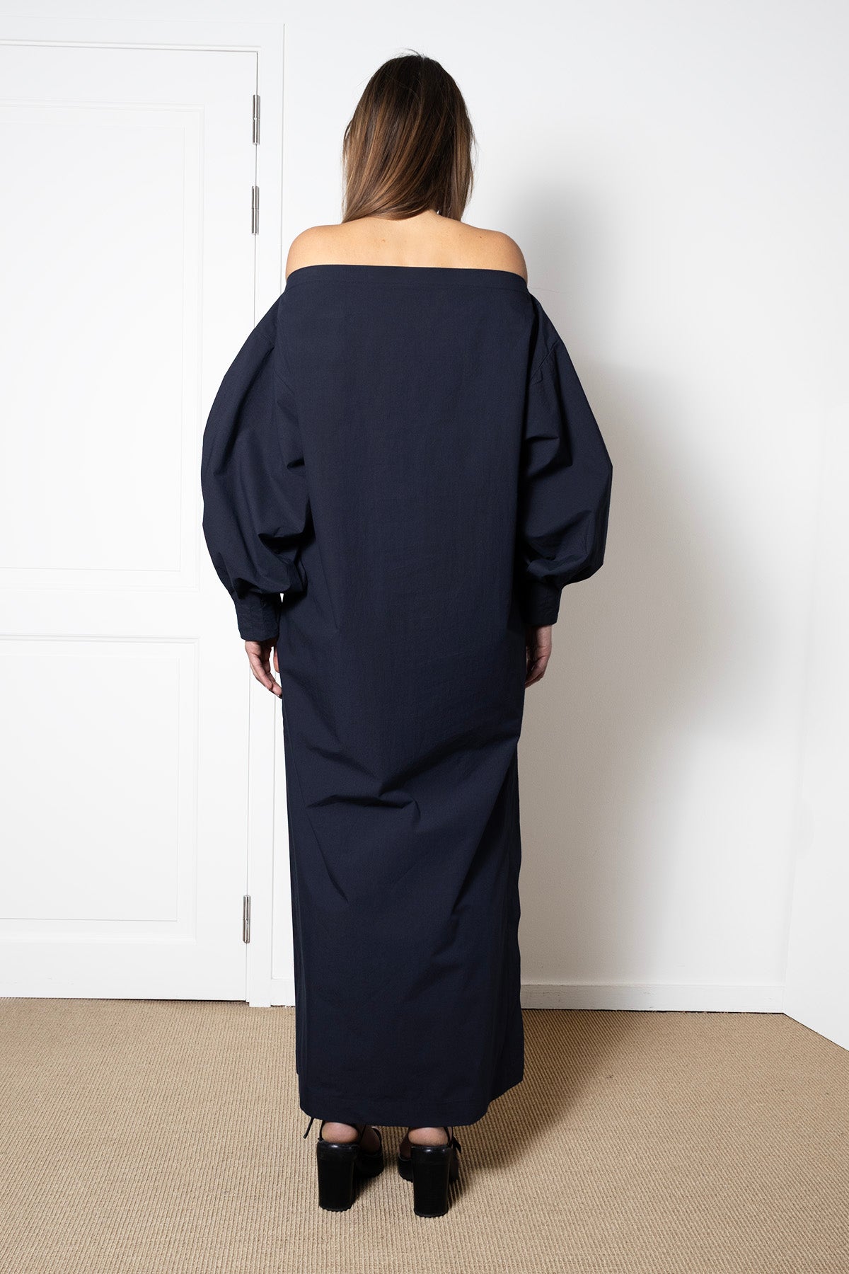 Indulging Dress in Navy Cotton Poplin