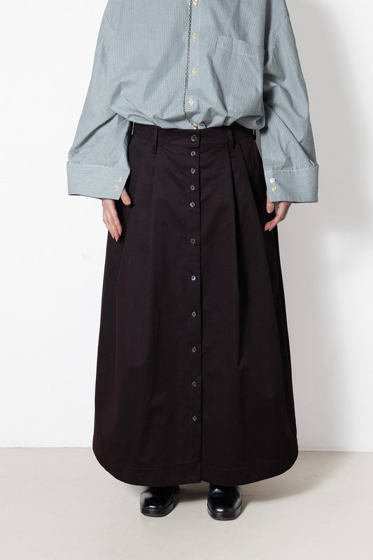 Billowing Skirt in Plum Twill Cotton