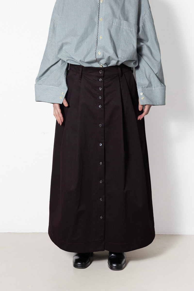 ARCHETYPE Billowing Skirt in Plum Twill