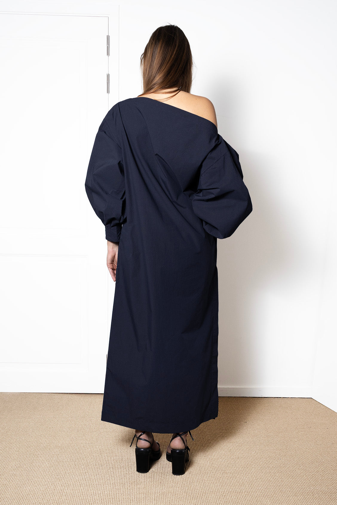 Indulging Dress in Navy Cotton Poplin