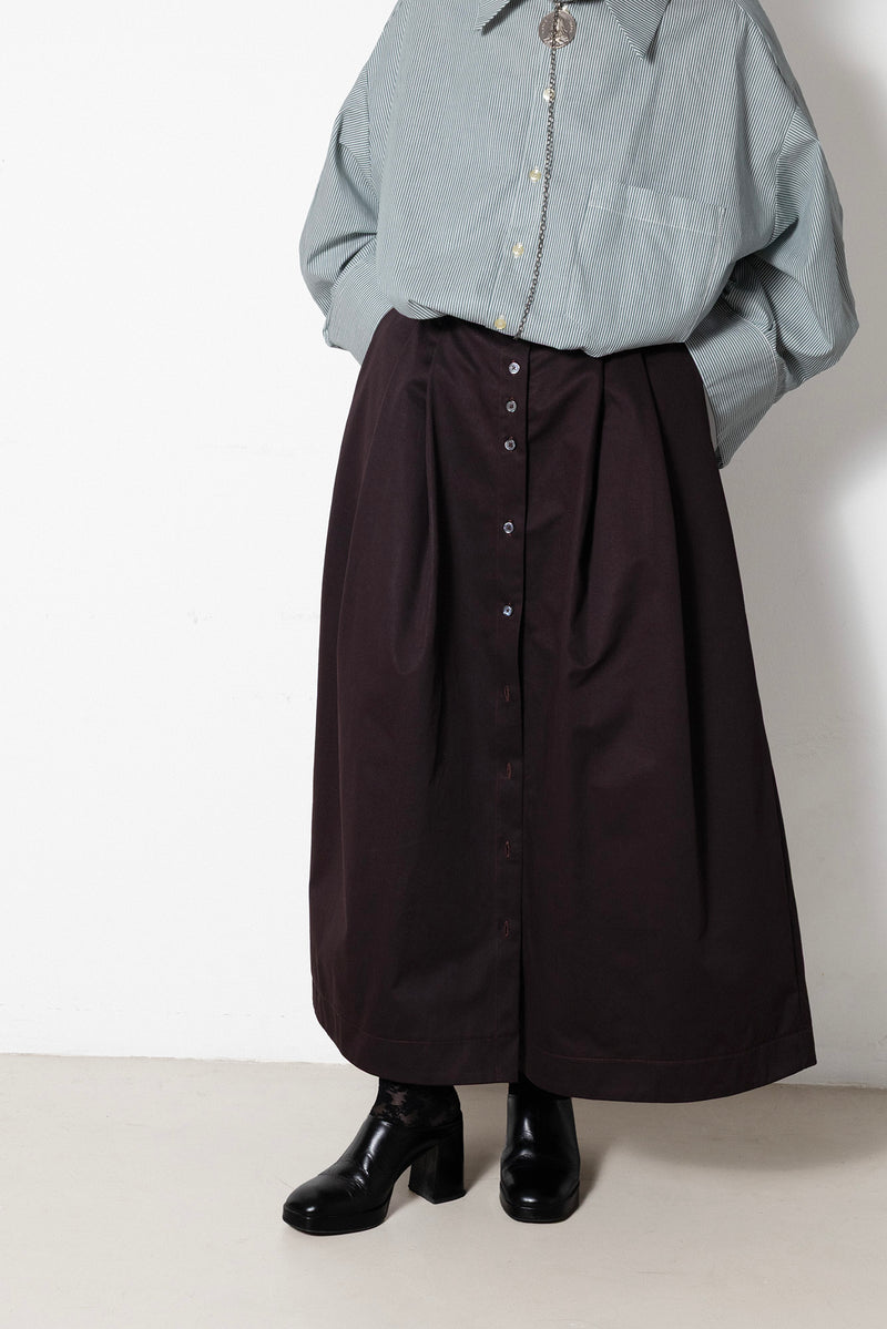 ARCHETYPE Billowing Skirt in Plum Twill