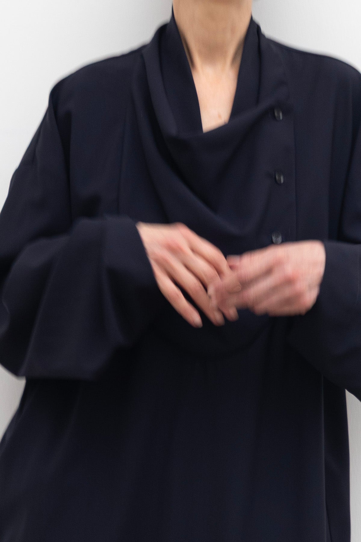 Tuxedo Dress in Navy Cool Wool