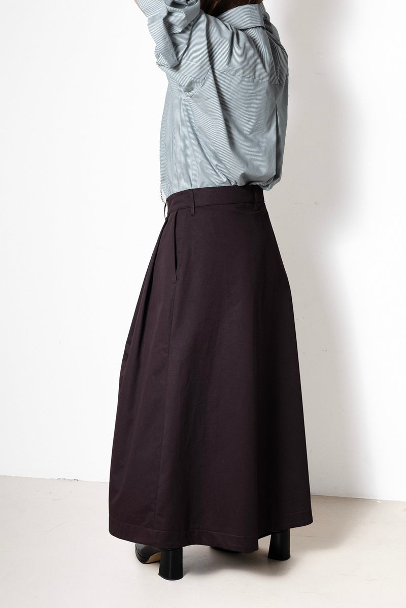 ARCHETYPE Billowing Skirt in Plum Twill
