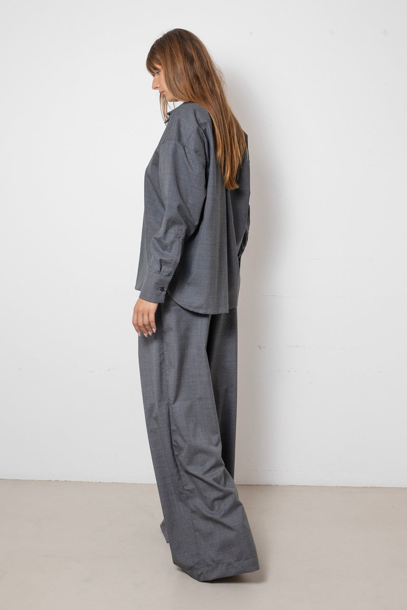 ARCHETYPE Billowing Shirt in Grey Fine Wool