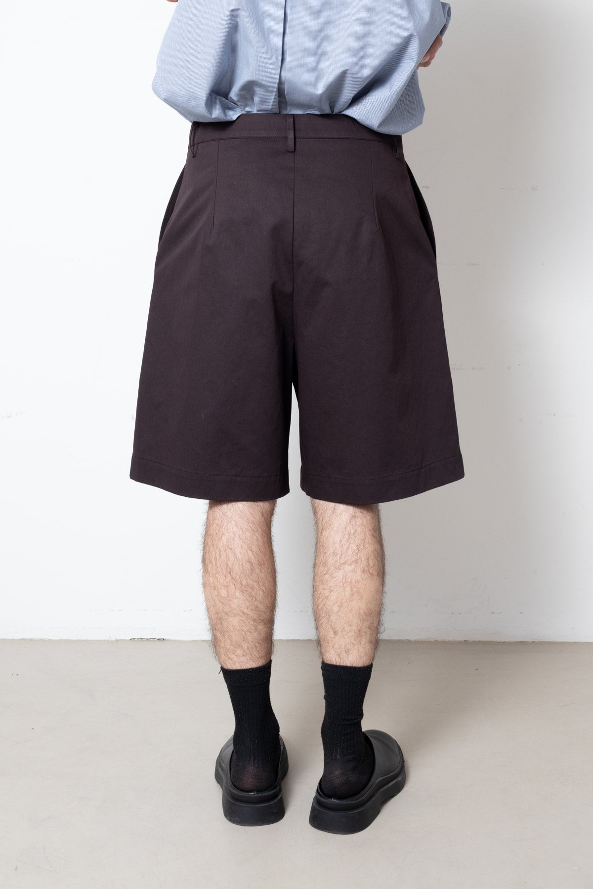 Billowing Shorts in Plum Cotton Twill