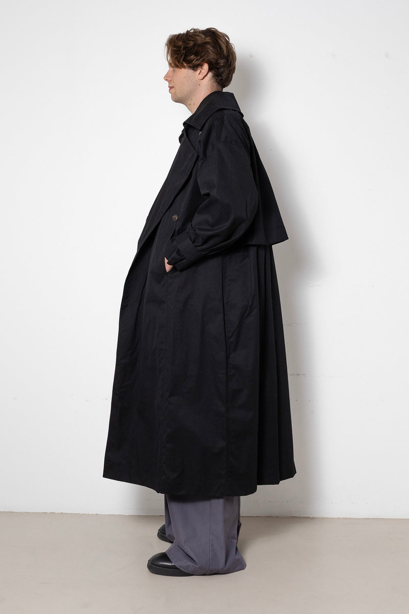 ARCHETYPE Trench coat in Black Waterproof Cotton