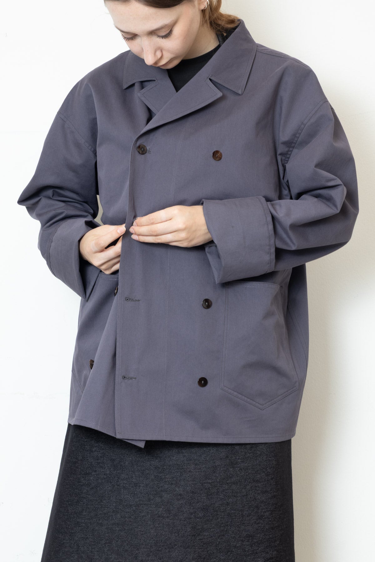 Jacket in Pigeon Grey Cotton Twill