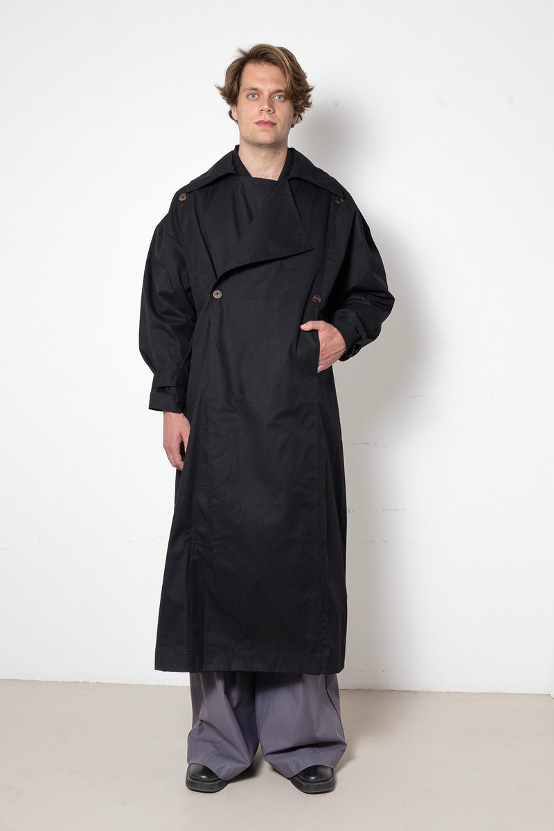 ARCHETYPE Trench coat in Black Waterproof Cotton
