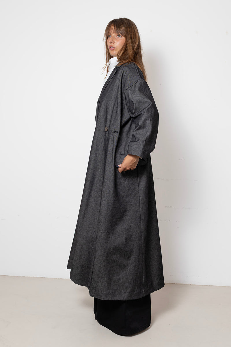 ARCHETYPE Folded Coat in Black Denim