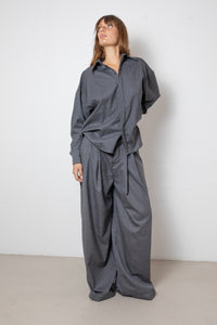 ARCHETYPE Billowing Shirt in Grey Fine Wool