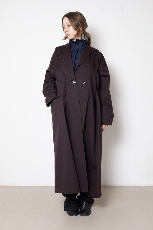 Folded Coat in Plum Cotton Twill