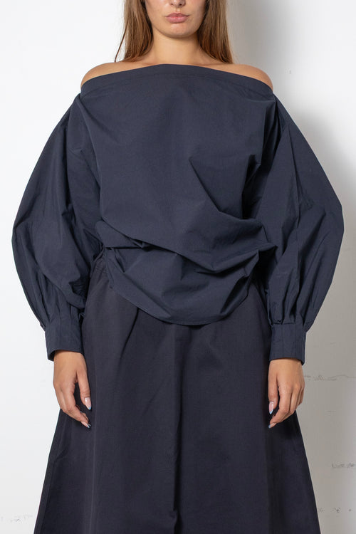 ARCHETYPE Indulging Top in Navy Cotton Poplin