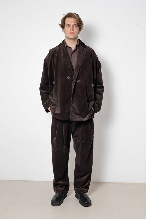 ARCHETYPE Billowing Trousers in Brown Corduroy Cotton (narrow)
