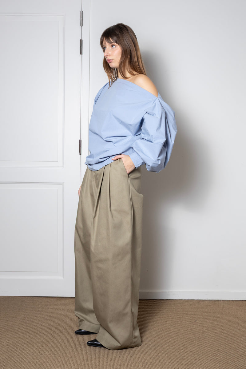 ARCHETYPE Indulging Top in Light Blue Cotton Poplin