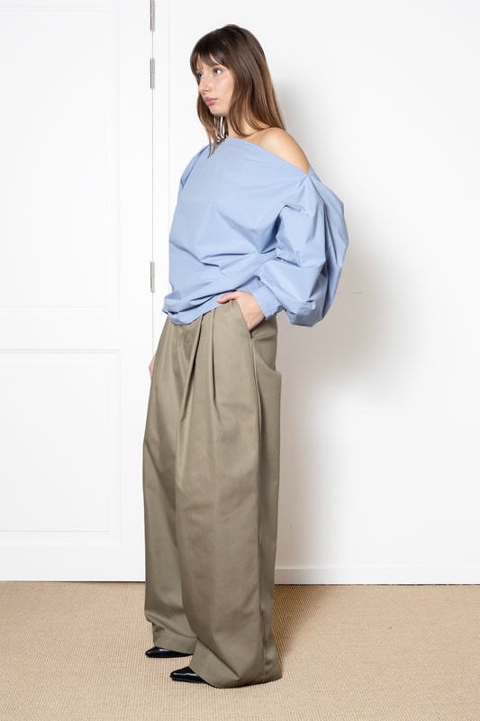 Indulging Top in Light Blue Cotton Poplin